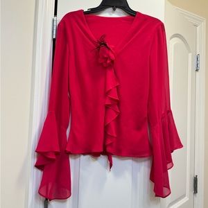 Pink ruffle blouse